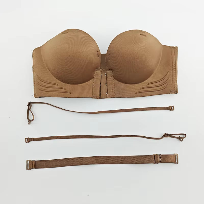 Hot Selling Seamless Wireless Front Closure Cup Bra Push up Comfort Invisible Wirefree off Shoulder Outfit Strapless Bra