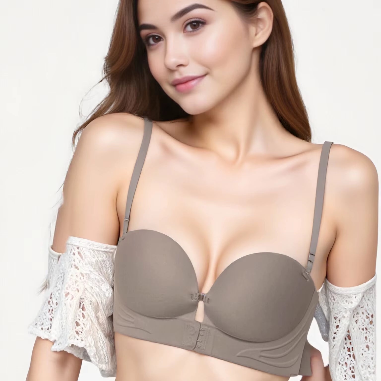 Hot Selling Seamless Wireless Front Closure Cup Bra Push up Comfort Invisible Wirefree off Shoulder Outfit Strapless Bra