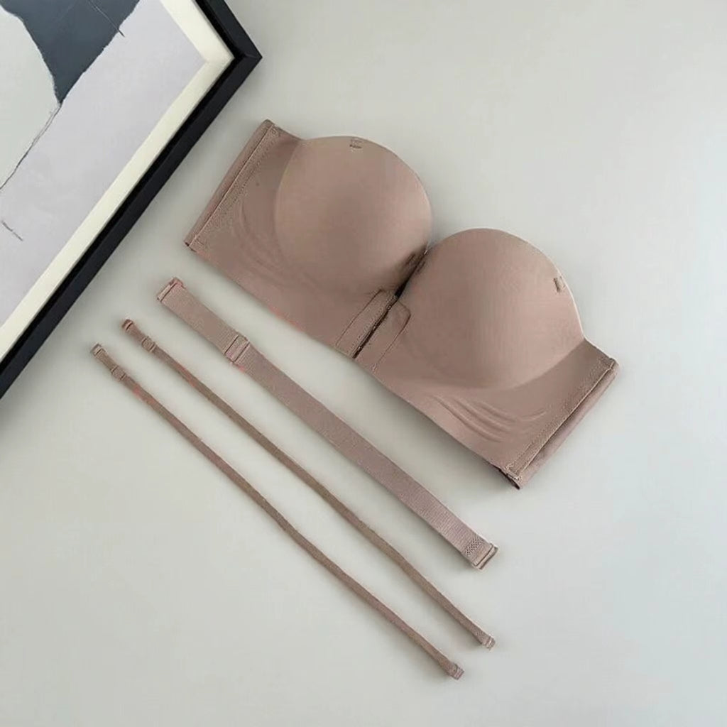 Hot Selling Seamless Wireless Front Closure Cup Bra Push up Comfort Invisible Wirefree off Shoulder Outfit Strapless Bra