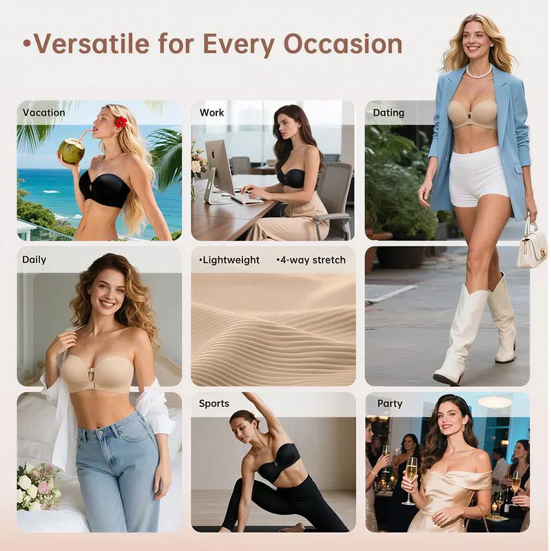 Seamless Wireless Push-Up Strapless Bra